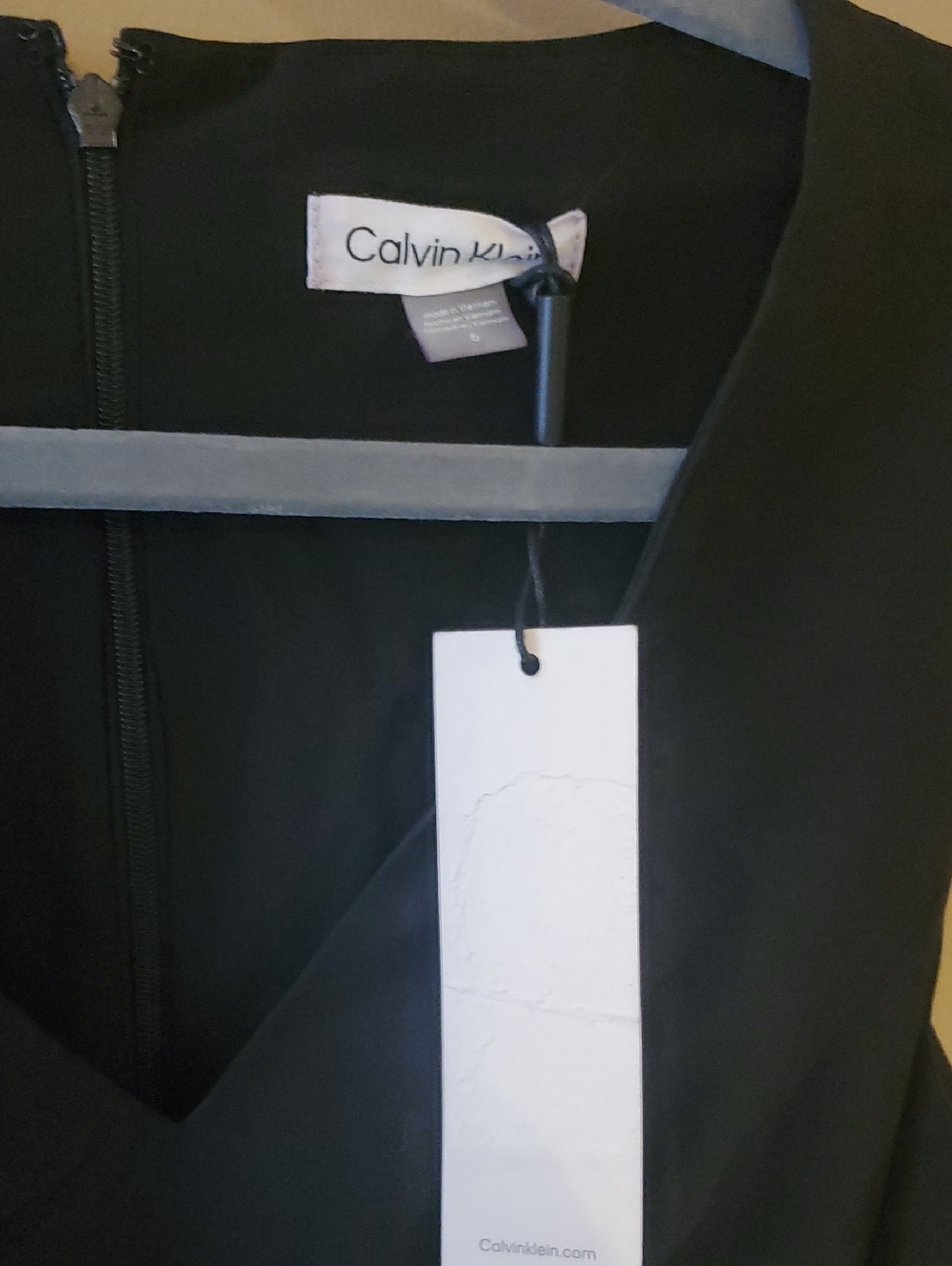 Calvin Klein Black V-Neck Sleeveless A-Line Midi Dress Size 6 NWT'S - Picture 6 of 10